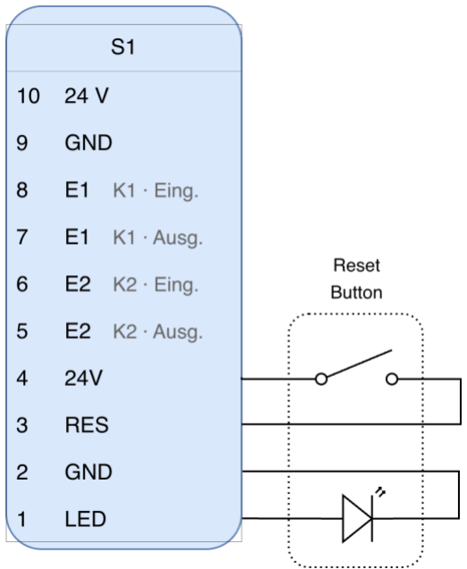 Connecting the external RESET Button and the RESET LED