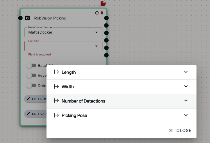 Writing detection results into variables