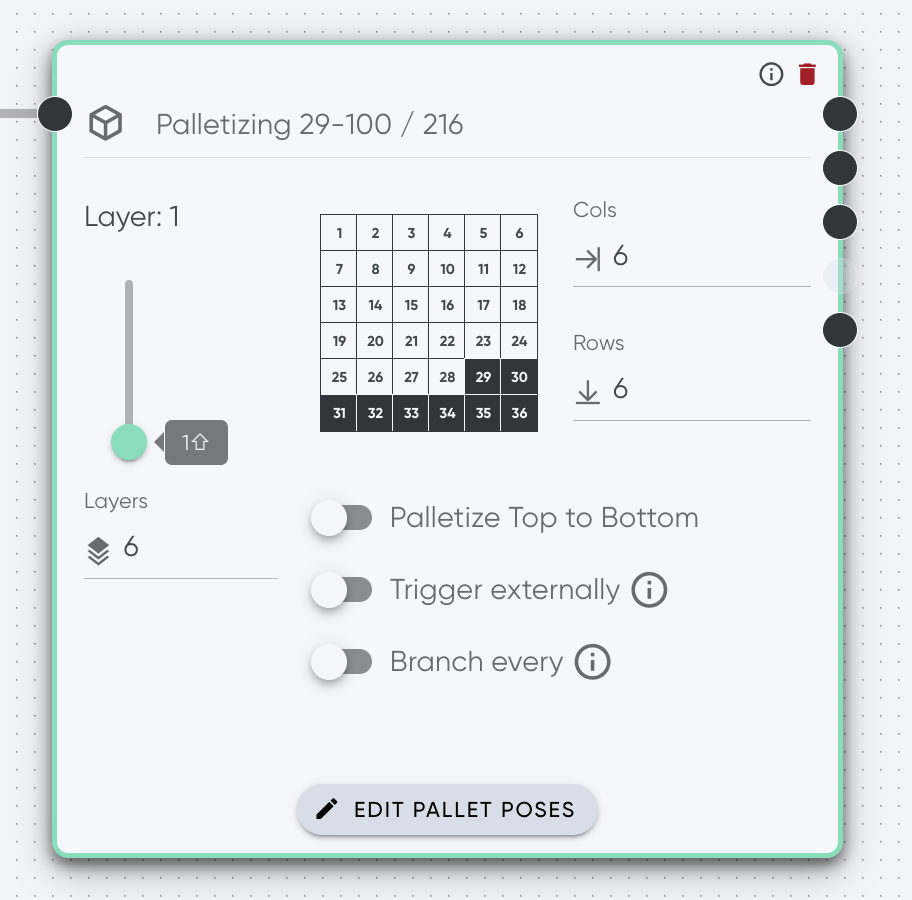 Partial pallets with start / end selection