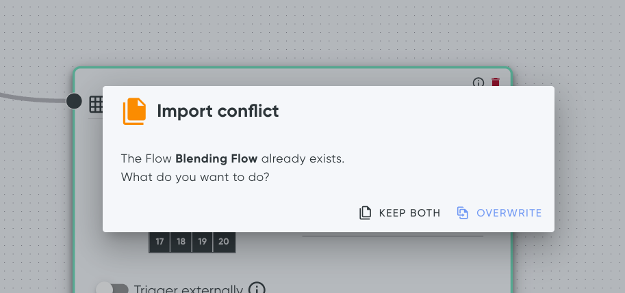 Customizable import conflict handling for Flows/Subflows/Dashboards
