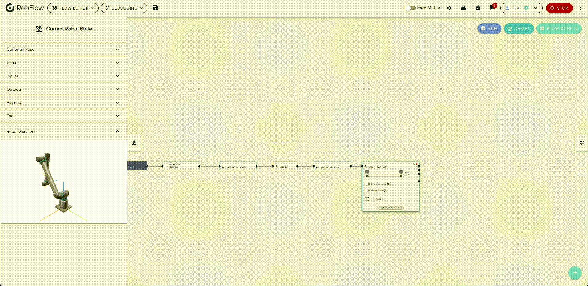 RobFlow Testing Mode