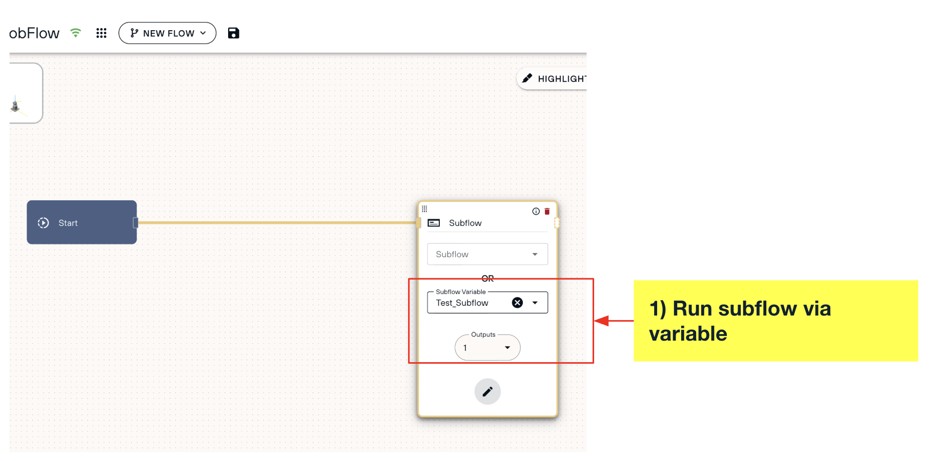 Variable based subflow selection + dashboard integration