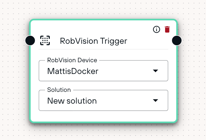 The RobVision Trigger Node configuration