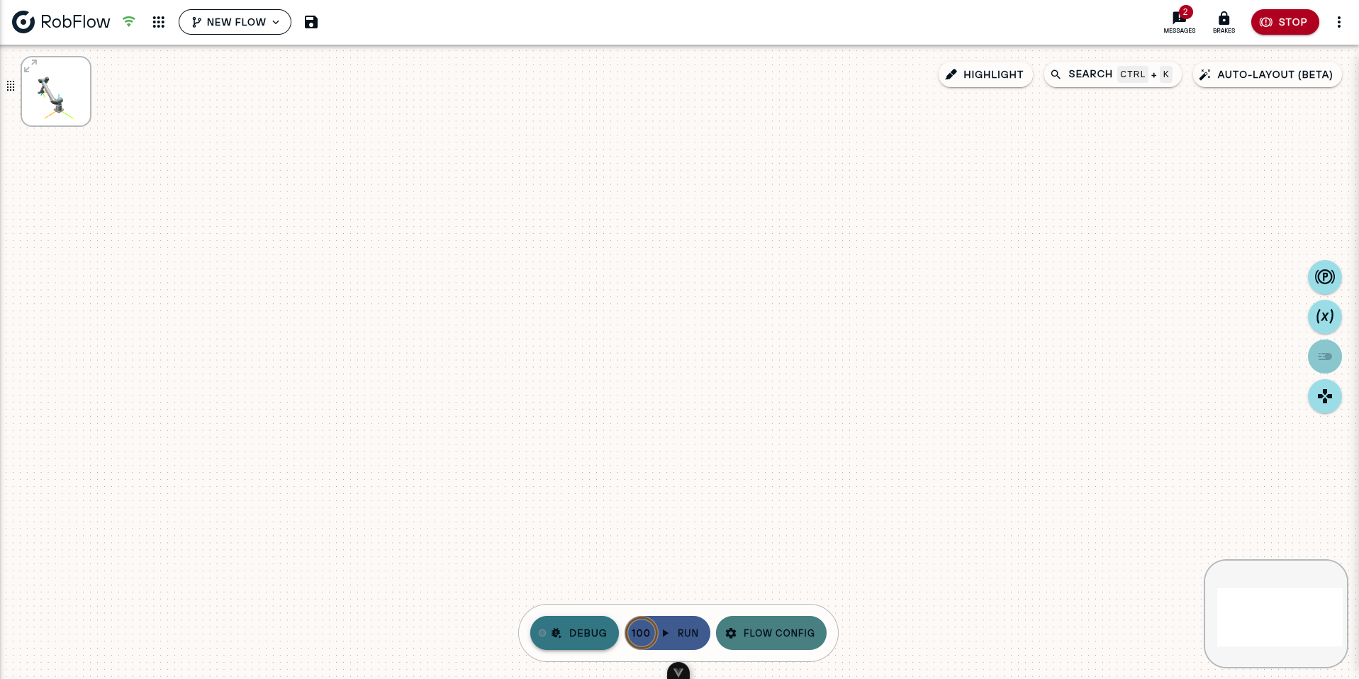 The RobFlow Flow Editor